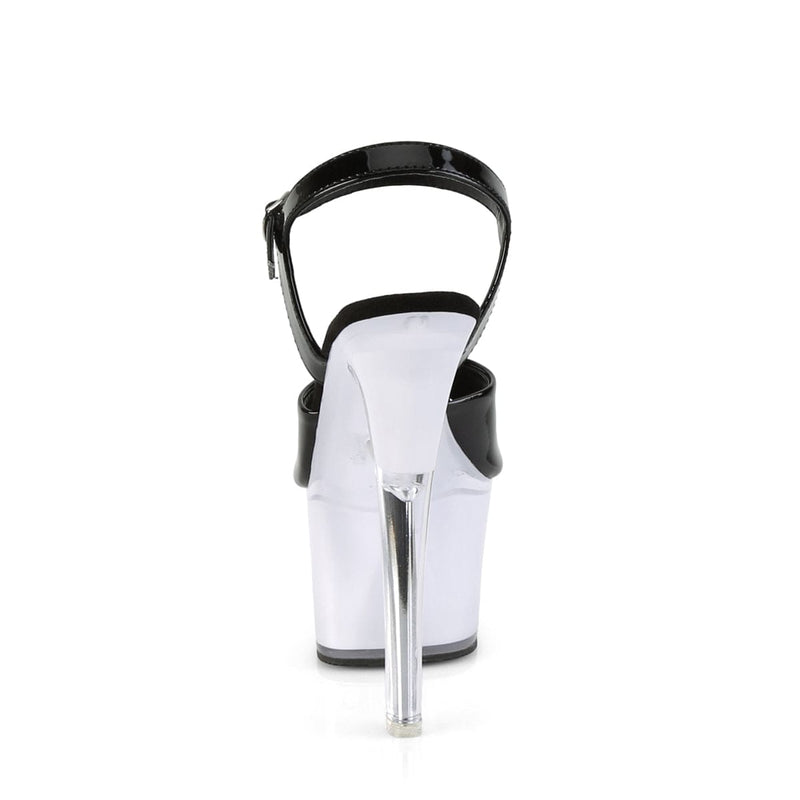 Pleaser ILLUMINATOR-709 Platform Sandal (Black Patent/White Glow)