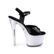 Pleaser ILLUMINATOR-709 Platform Sandal (Black Patent/White Glow)
