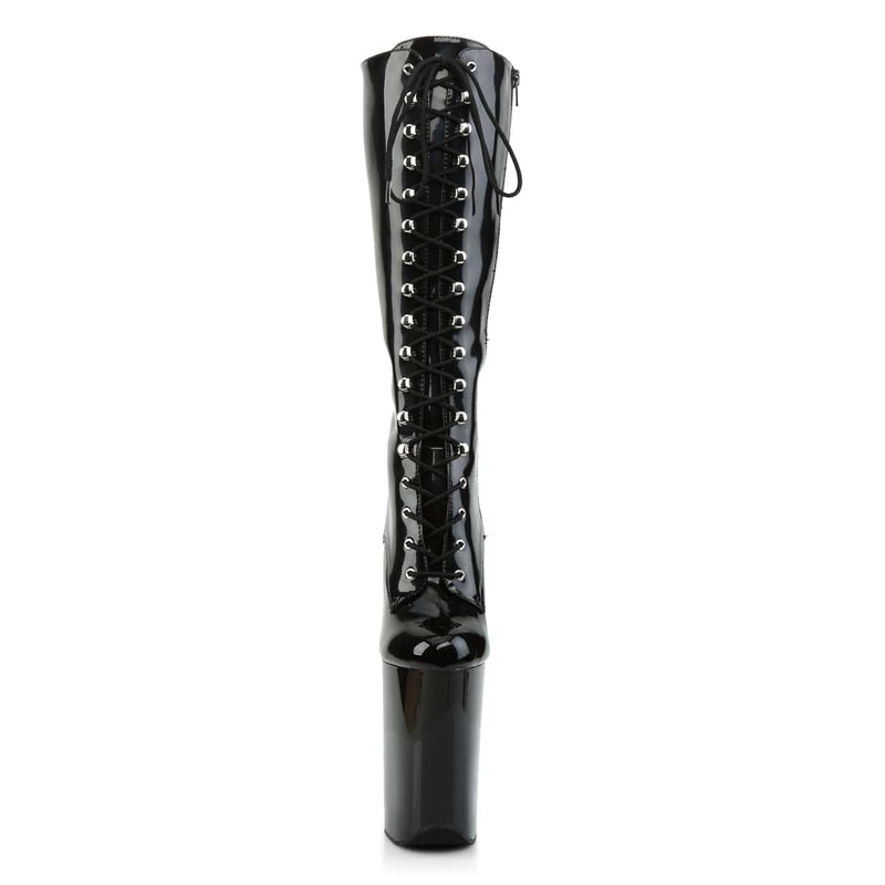 Pleaser INFINITY-2020 Platform Knee High Boot (Black Patent/Black)