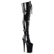 Pleaser INFINITY-3028 Platform Thigh High Boot (Black Stretch Patent/Black) 5