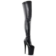 Pleaser INFINITY-4000 Platform Crotch High Boot (Black Stretch Faux Leather/Black Matte)