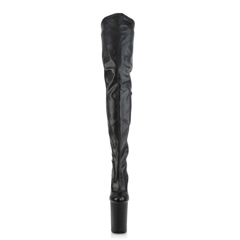 Pleaser INFINITY-4000 Platform Crotch High Boot (Black Stretch Faux Leather/Black Matte)