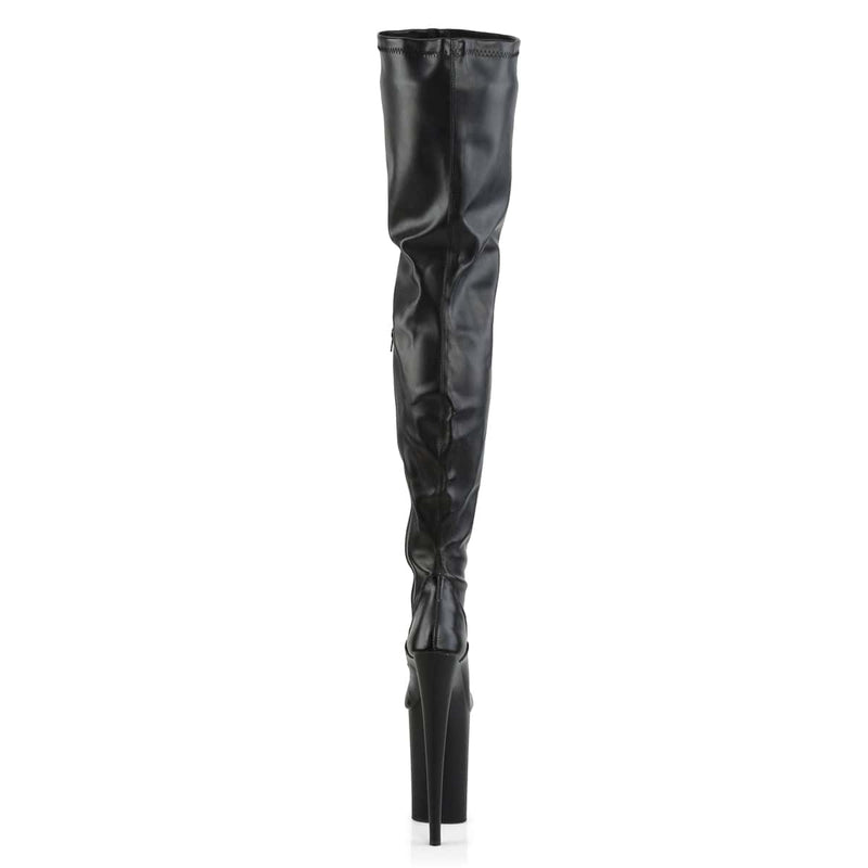 Pleaser INFINITY-4000 Platform Crotch High Boot (Black Stretch Faux Leather/Black Matte)