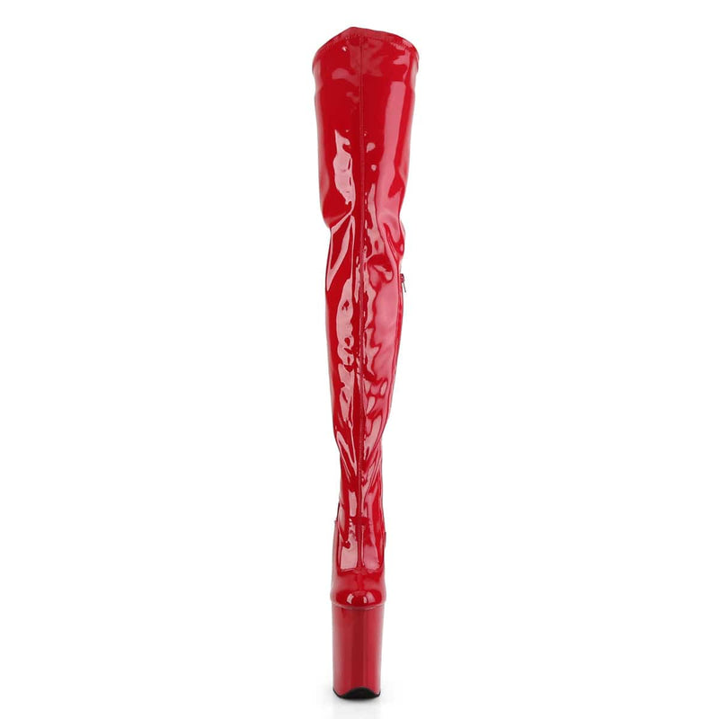 Pleaser INFINITY-4000 Platform Crotch High Boot (Red Stretch Patent/Red)