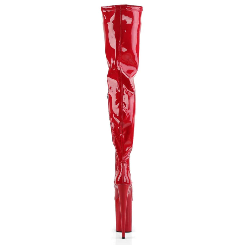 Pleaser INFINITY-4000 Platform Crotch High Boot (Red Stretch Patent/Red)