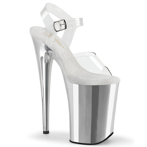 Pleaser INFINITY-908 Clear/Silver Chrome Platform Sandal