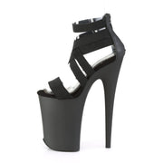 Pleaser INFINITY-969 Platform Sandal (Black Elastic Band-Faux Leather/Black Matter)