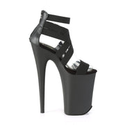 Pleaser INFINITY-969 Platform Sandal (Black Elastic Band-Faux Leather/Black Matter)