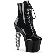 Pleaser IRONGRIP-1020 Platform Ankle Boot (Black Patent/Black-Silver Brushed) 5