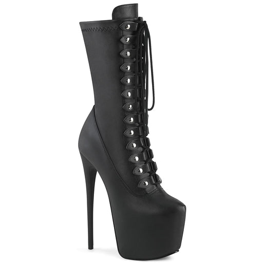 Pleaser JUBILANT-1048 Platform Mid-Calf Boot (Black Stretch Faux Leather)