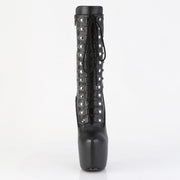 Pleaser JUBILANT-1048 Platform Mid-Calf Boot (Black Stretch Faux Leather)