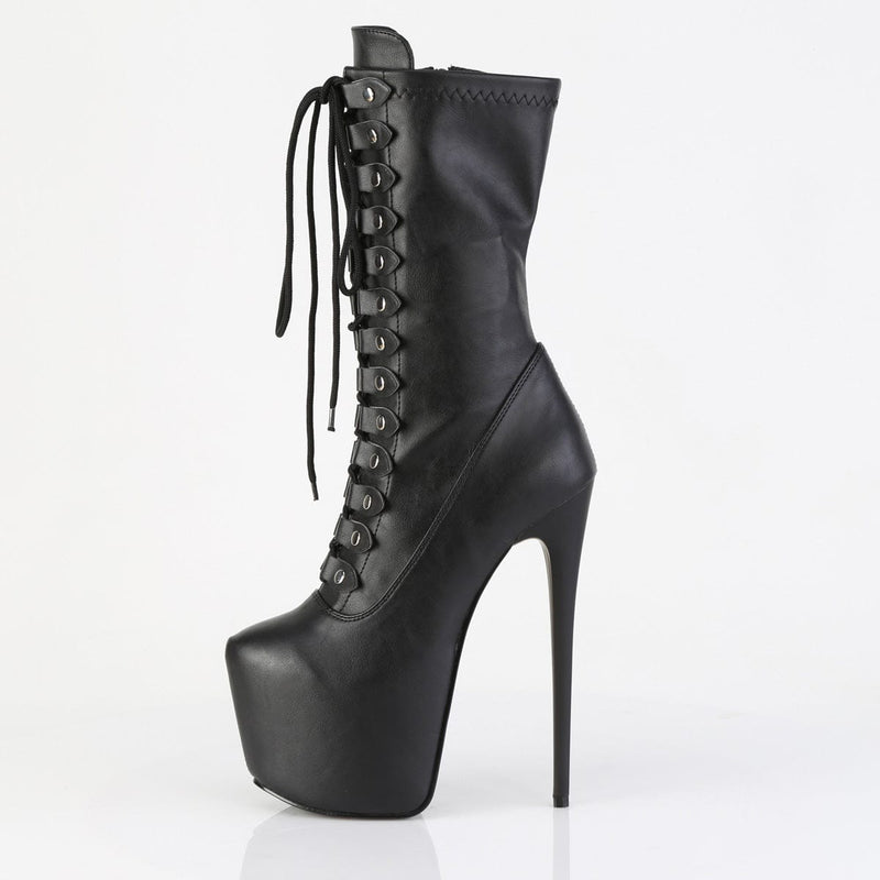 Pleaser JUBILANT-1048 Platform Mid-Calf Boot (Black Stretch Faux Leather)