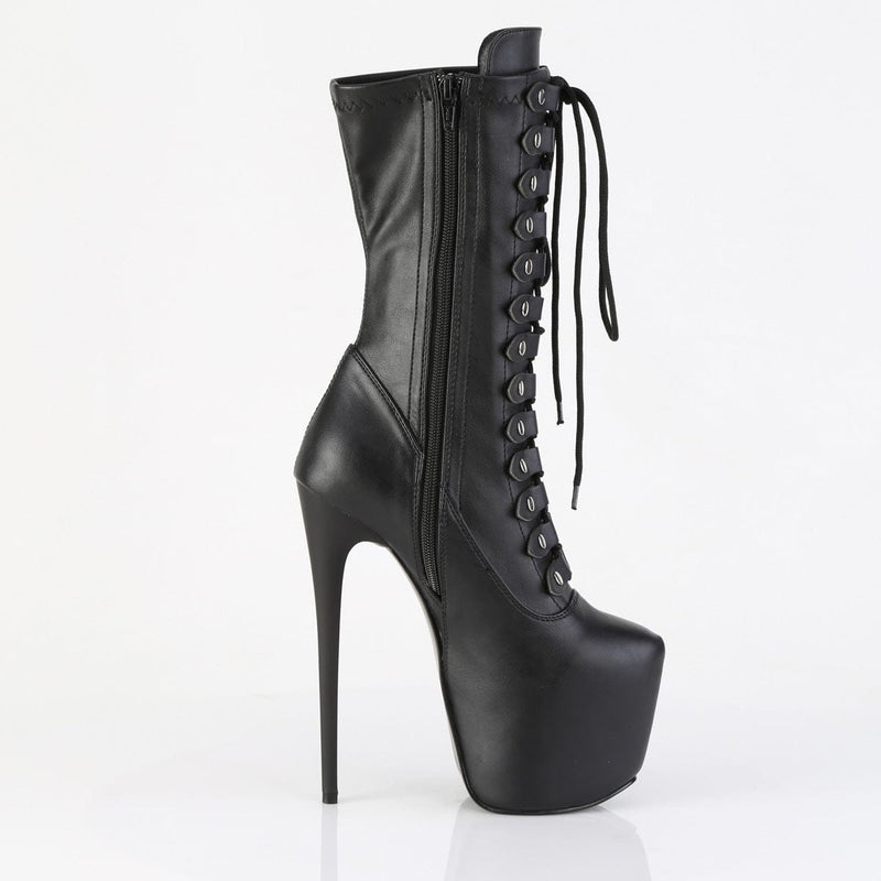 Pleaser JUBILANT-1048 Platform Mid-Calf Boot (Black Stretch Faux Leather)