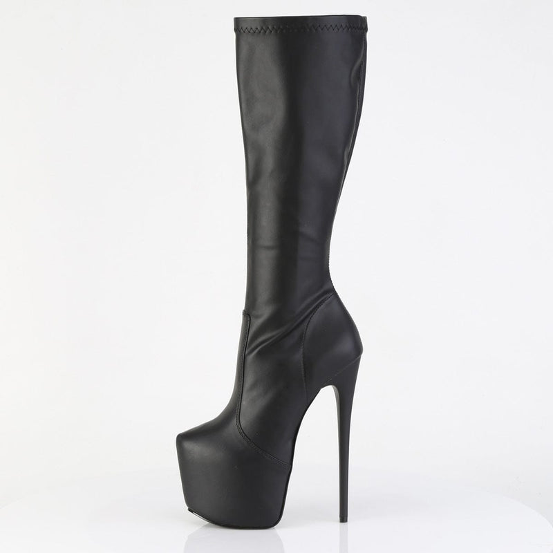 Pleaser JUBILANT-2000 Platform Knee High Boot (Black Stretch Faux Leather)