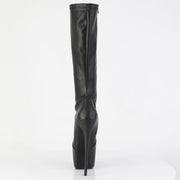 Pleaser JUBILANT-2000 Platform Knee High Boot (Black Stretch Faux Leather)