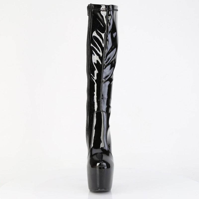 Pleaser JUBILANT-2000 Platform Knee High Boot (Black Stretch Patent)
