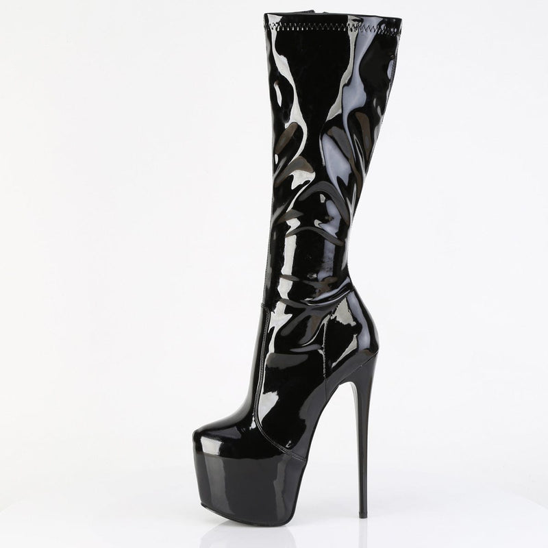 Pleaser JUBILANT-2000 Platform Knee High Boot (Black Stretch Patent)