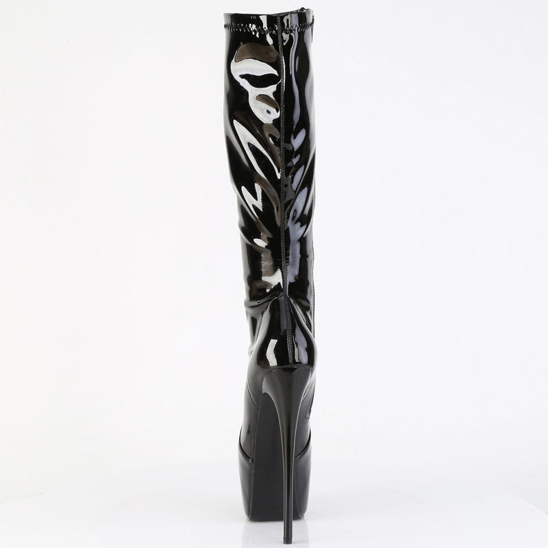 Pleaser JUBILANT-2000 Platform Knee High Boot (Black Stretch Patent)