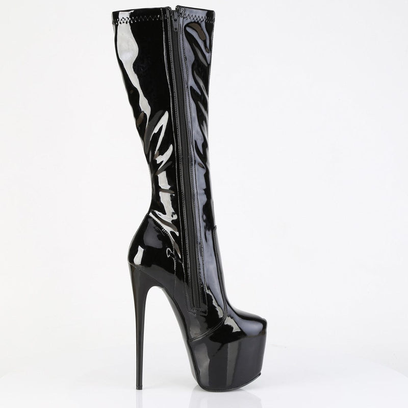 Pleaser JUBILANT-2000 Platform Knee High Boot (Black Stretch Patent)
