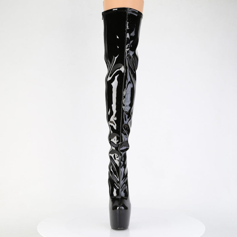 Pleaser JUBILANT-3000 Platform Thigh High Boot (Black Stretch Patent)