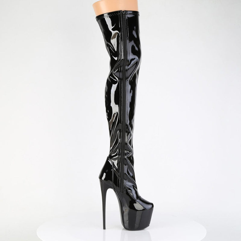 Pleaser JUBILANT-3000 Platform Thigh High Boot (Black Stretch Patent)