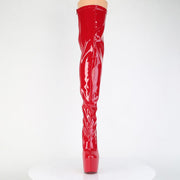 Pleaser JUBILANT-3000 Platform Thigh High Boot (Red Stretch Patent)