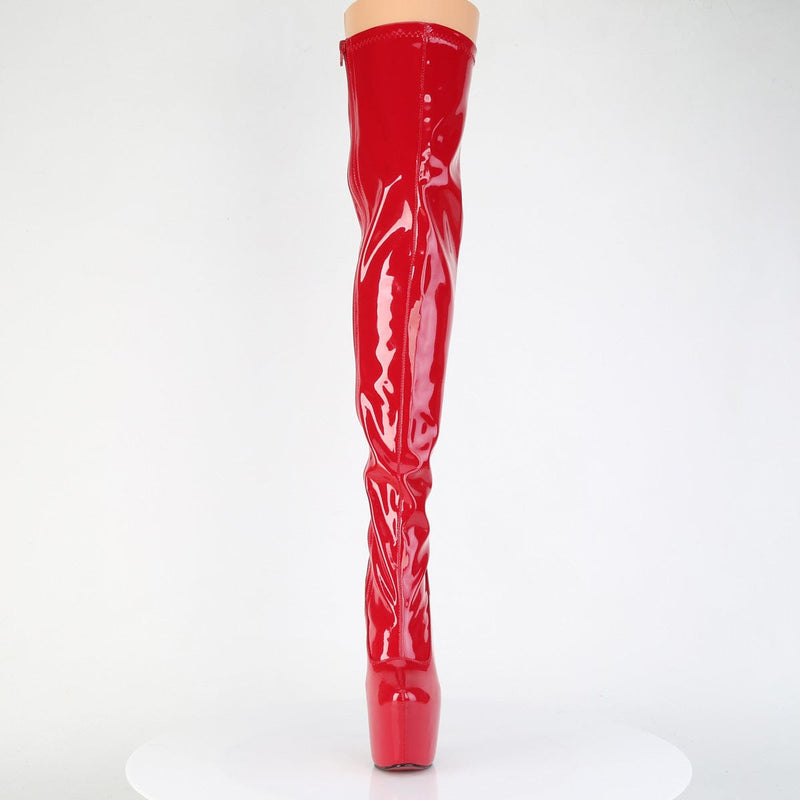 Pleaser JUBILANT-3000 Platform Thigh High Boot (Red Stretch Patent)