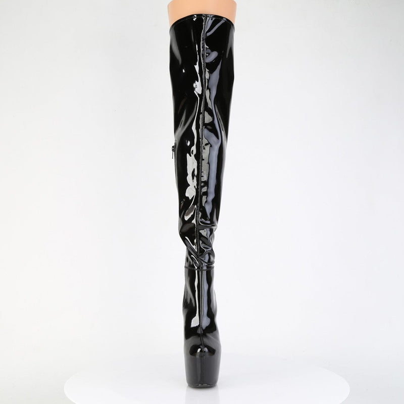 Pleaser JUBILANT-3006 Platform Thigh High Boot (Black Stretch Patent)