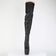 Pleaser JUBILANT-3007 Platform Thigh High Boot (Black Stretch Faux Leather)