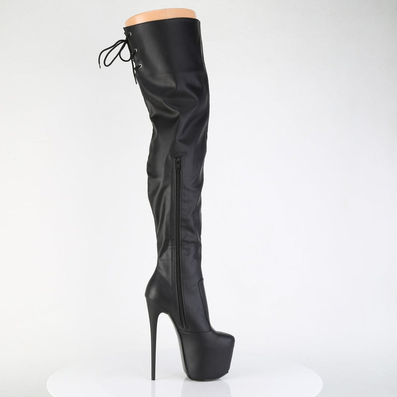 Pleaser JUBILANT-3007 Platform Thigh High Boot (Black Stretch Faux Leather)