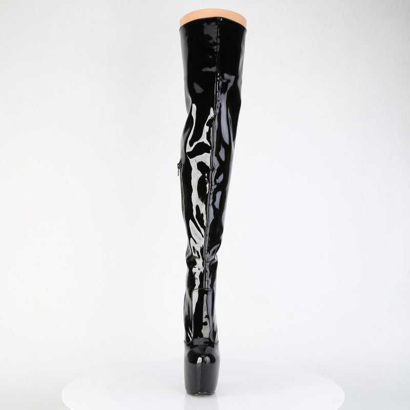 Pleaser JUBILANT-3007 Platform Thigh High Boot (Black Stretch Patent)