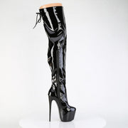Pleaser JUBILANT-3007 Platform Thigh High Boot (Black Stretch Patent)
