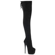 Pleaser JUBILANT-3007FS Platform Thigh High Boot (Black Faux Suede)