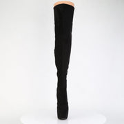 Pleaser JUBILANT-3007FS Platform Thigh High Boot (Black Faux Suede)