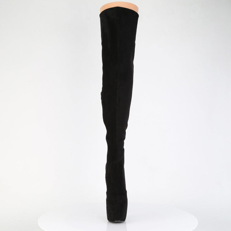 Pleaser JUBILANT-3007FS Platform Thigh High Boot (Black Faux Suede)