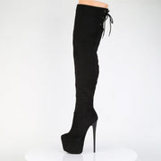 Pleaser JUBILANT-3007FS Platform Thigh High Boot (Black Faux Suede)