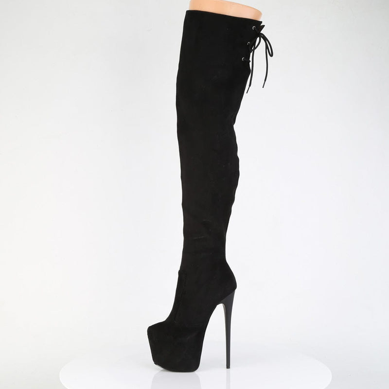 Pleaser JUBILANT-3007FS Platform Thigh High Boot (Black Faux Suede)