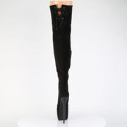 Pleaser JUBILANT-3007FS Platform Thigh High Boot (Black Faux Suede)