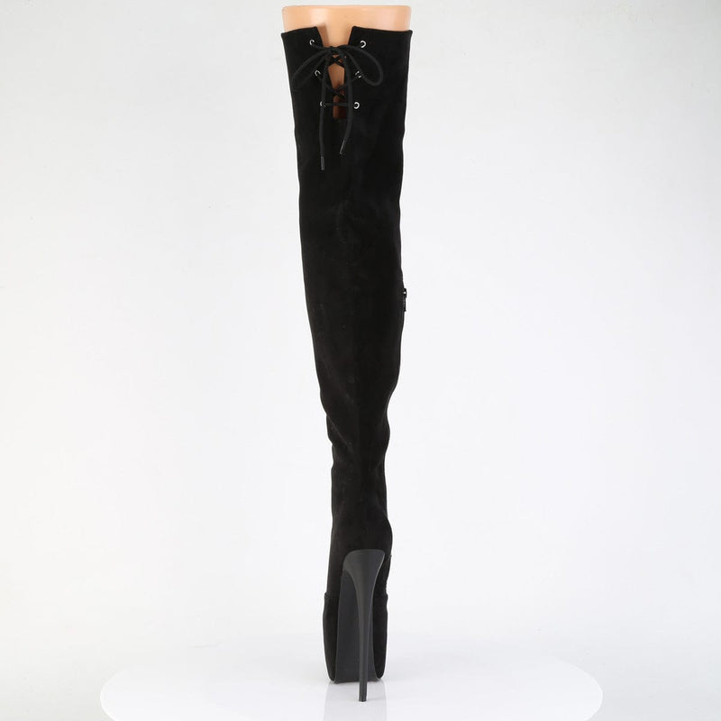 Pleaser JUBILANT-3007FS Platform Thigh High Boot (Black Faux Suede)