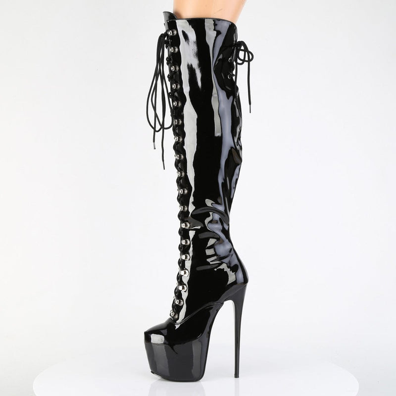 Pleaser JUBILANT-3012 Platform Knee High Boot (Black Stretch Patent)