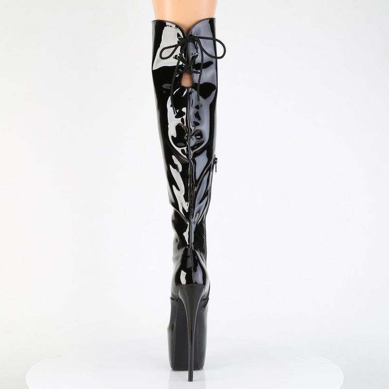 Pleaser JUBILANT-3012 Platform Knee High Boot (Black Stretch Patent)