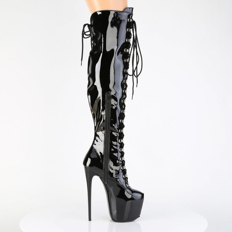 Pleaser JUBILANT-3012 Platform Knee High Boot (Black Stretch Patent)
