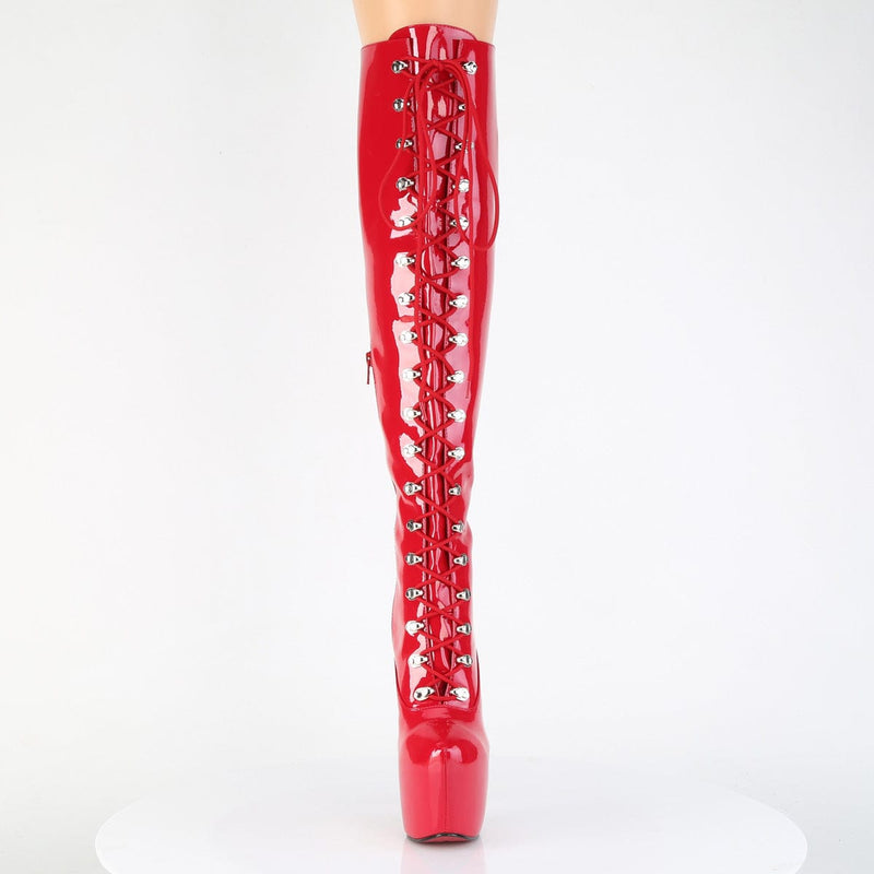 Pleaser JUBILANT-3012 Platform Knee High Boot (Red Stretch Patent)