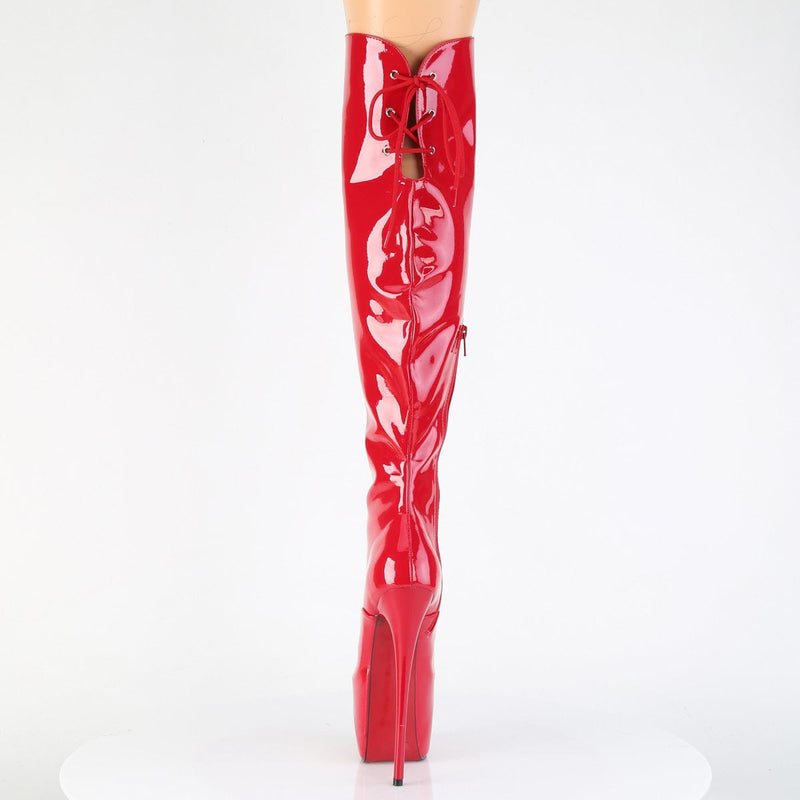 Pleaser JUBILANT-3012 Platform Knee High Boot (Red Stretch Patent)
