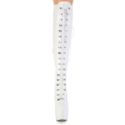 Pleaser JUBILANT-3012 Platform Knee High Boot (White Stretch Patent)