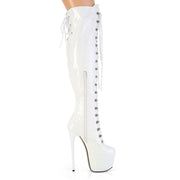 Pleaser JUBILANT-3012 Platform Knee High Boot (White Stretch Patent)