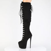 Pleaser JUBILANT-3012FS Platform Knee High Boot (Black Faux Suede)