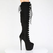 Pleaser JUBILANT-3012FS Platform Knee High Boot (Black Faux Suede)