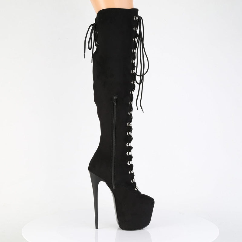 Pleaser JUBILANT-3012FS Platform Knee High Boot (Black Faux Suede)