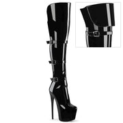 Pleaser JUBILANT-3018 Platform Knee High Boot (Black Stretch Patent)